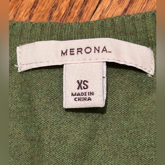 Merona Green Argyle V-Neck Sweater Women’s XS - Picture 3 of 4